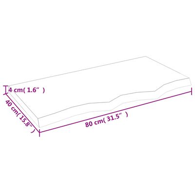 vidaXL Pöytälevy 80x40x(2-4) cm käsittelemätön täystammi