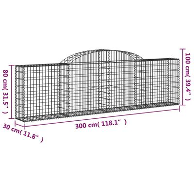 vidaXL Kaarevat kivikorit 17 kpl 300x30x80/100 cm galvanoitu rauta