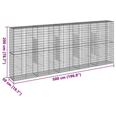 vidaXL Kivikori katolla 500x50x200 cm galvanoitu rauta