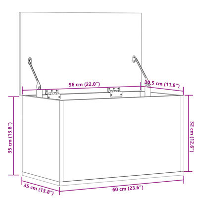 vidaXL Säilytyslaatikko savutammi 60x35x35 cm tekninen puu