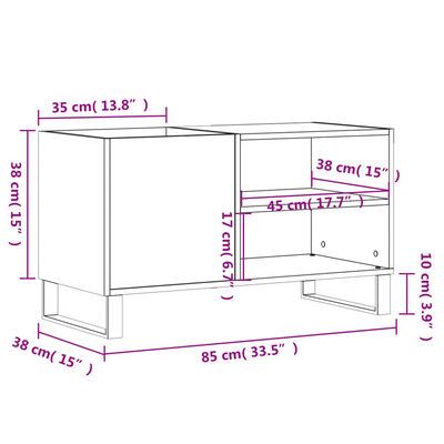 vidaXL LP-levyjen säilytyskaappi harmaa Sonoma 85x38x48 cm puu