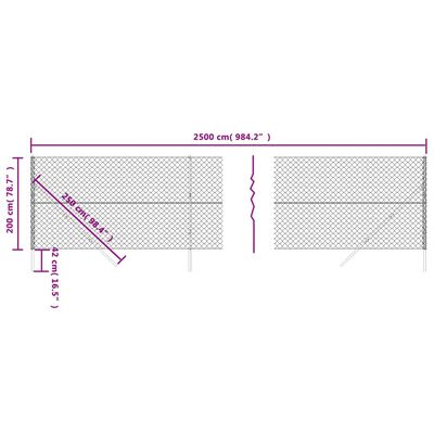 vidaXL Verkkoaita antrasiitti 2x25 m