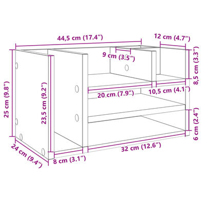 vidaXL Pöydän järjestäjä ruskea tammi 44,5x24x25 cm tekninen puu