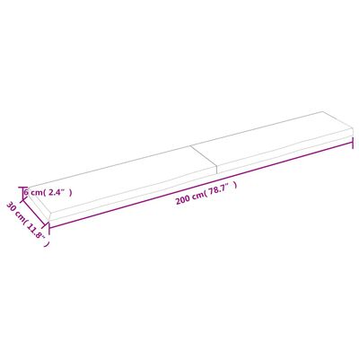 vidaXL Seinähylly 200x30x(2-6) cm käsittelemätön täysi tammi