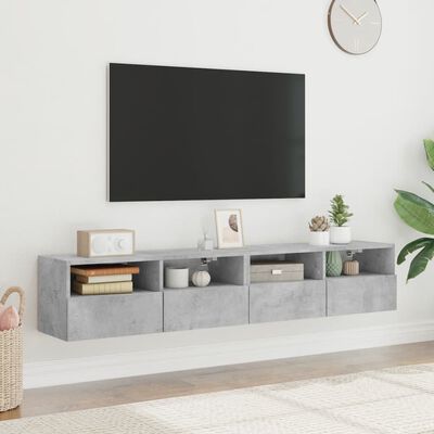 vidaXL TV-seinäkaapit 2 kpl betoninharmaa 80x30x30 cm tekninen puu