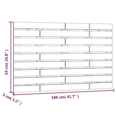 vidaXL Sängynpääty seinälle 106x3x63 cm täysi mänty