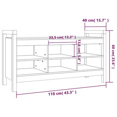 vidaXL Eteisen penkki harmaa 110x40x60 cm täysi mänty