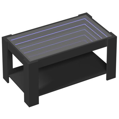 vidaXL Sohvapöytä LED-valoilla musta 93x53x45 cm tekninen puu