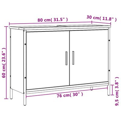 vidaXL Pesuallaskaappi harmaa Sonoma 80x30x60 cm tekninen puu