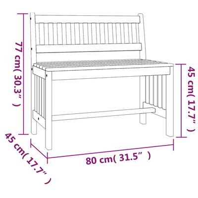 vidaXL Puutarhapenkki 80 cm täysi eukalyptuspuu