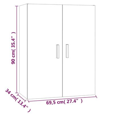 vidaXL Riippuva seinäkaappi harmaa Sonoma 69,5x34x90 cm