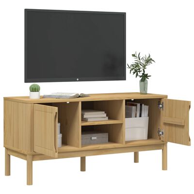 vidaXL TV-taso FLORO vahanruskea 114x43x55 cm täysi mänty