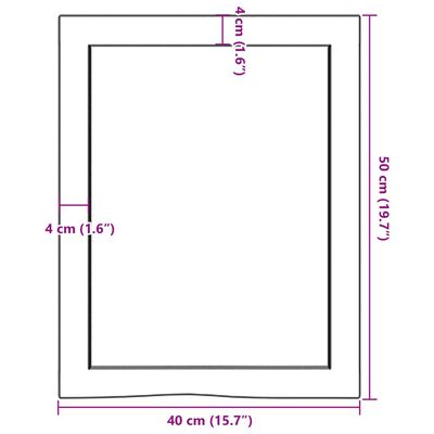 vidaXL Kylpyhuoneen työtaso t.ruskea 40x50x(2-4)cm käsitelty täyspuu