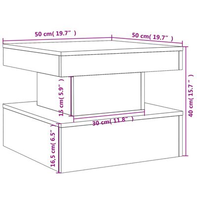 vidaXL Sohvapöytä LED-valoilla valkoinen 50x50x40 cm