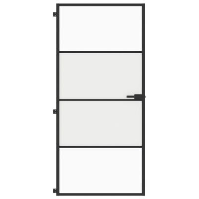 vidaXL Sisäovi ohut musta 93x201,5 cm karkaistu lasi ja alumiini