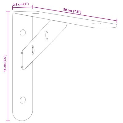 vidaXL Seinätelineet kpl 20x2,5x14 cm hopea ruostumaton teräs