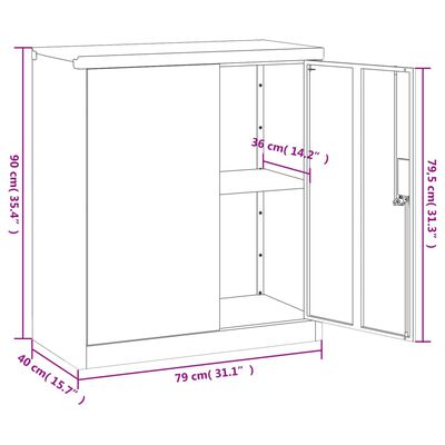 vidaXL Arkistokaappi antrasiitti 79x40x90 cm teräs