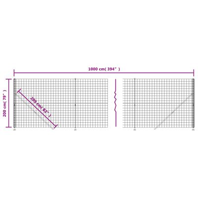 vidaXL Verkkoaita laipalla vihreä 2x10 m