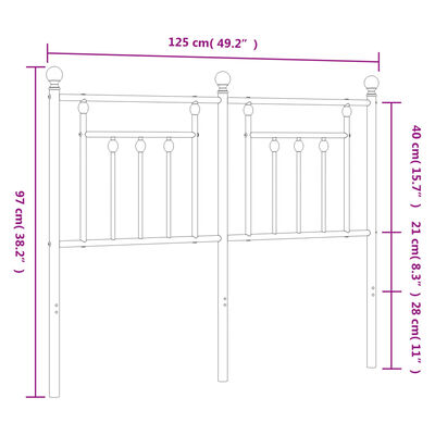 vidaXL Metallinen sängynpääty musta 120 cm