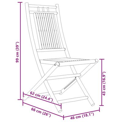 vidaXL Taitettavat puutarhatuolit 4 kpl 46x66x99 cm bambu