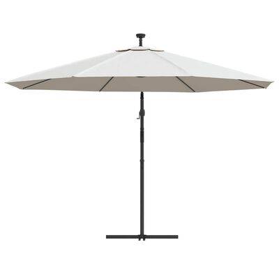 vidaXL Aurinkovarjo cantilever LED ja terästolppa 350 cm hiekka