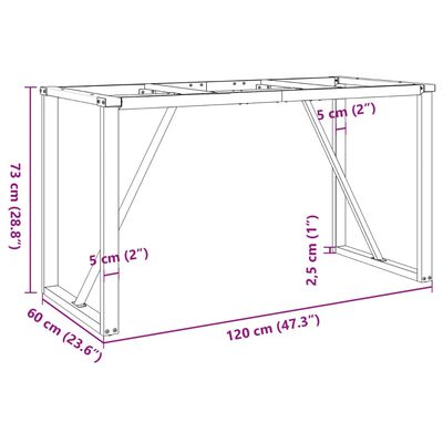 vidaXL Ruokapöydän jalat O-muoto 120x60x73 cm valurauta