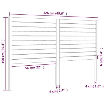 vidaXL Sängynpääty hunajanruskea 126x4x100 cm täysi mänty