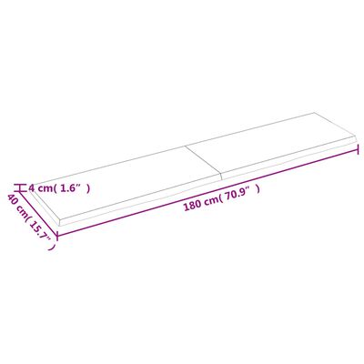 vidaXL Kylpyhuoneen työtaso t.ruskea 180x40x(2-4)cm käsitelty täyspuu