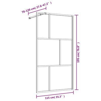 vidaXL Walk-in suihkun seinäke kirkas ESG-lasi punainen 115x195 cm