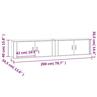 vidaXL Seinäkiinnitettävät TV-kaapit 2 kpl savutammi 100x34,5x40 cm