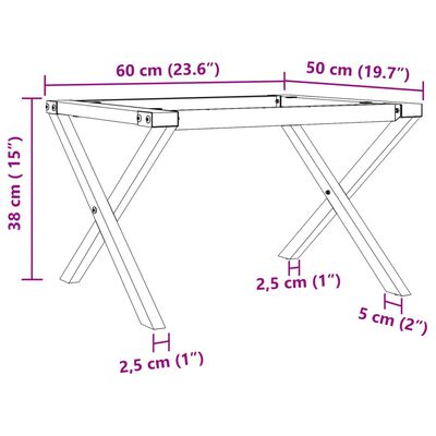 vidaXL Sohvapöydän jalat X-muoto 60x50x38 cm valurauta