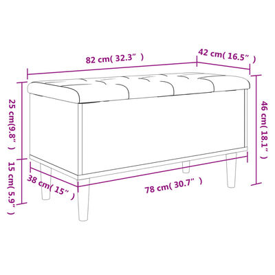 vidaXL Säilytyspenkki harmaa Sonoma 82x42x46 cm tekninen puu