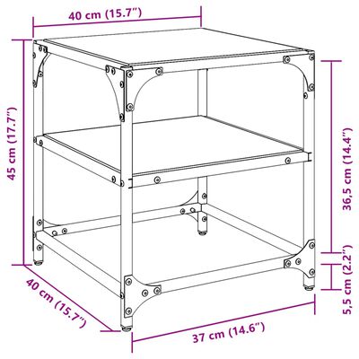 vidaXL Sohvapöydät 2 kpl musta lasinen pöytälevy 40x40x45 cm teräs