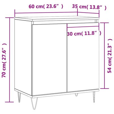 vidaXL Senkki harmaa Sonoma 60x35x70 cm tekninen puu