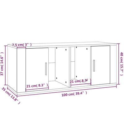 vidaXL TV-taso harmaa Sonoma 100x35x40 cm tekninen puu