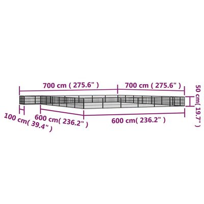 vidaXL Koiranhäkki 28 paneelia musta 100x50 cm jauhemaalattu teräs