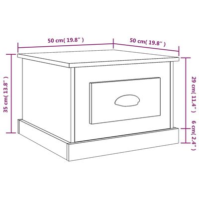 vidaXL Sohvapöytä ruskea tammi 50x50x35 cm tekninen puu