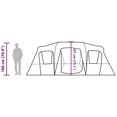 vidaXL Perheteltta tunneli 16 henkilölle sininen vedenpitävä