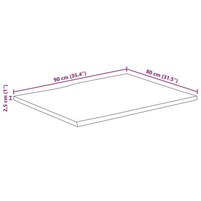 vidaXL Pöytälevy elävä reuna 90x80x2,5 cm täysi karkea mangopuu