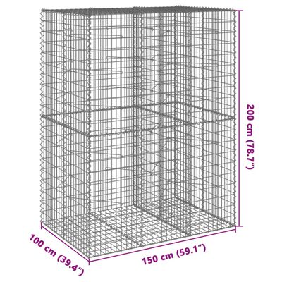 vidaXL Kivikori katolla 150x100x200 cm galvanoitu rauta