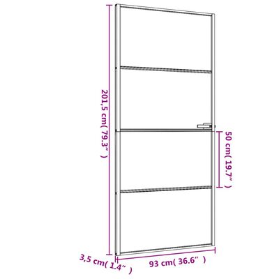 vidaXL Sisäovi ohut musta 93x201,5 cm karkaistu lasi ja alumiini