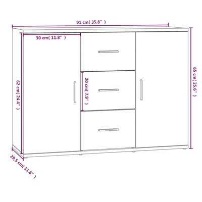 vidaXL Senkki savutammi 91x29,5x65 cm tekninen puu