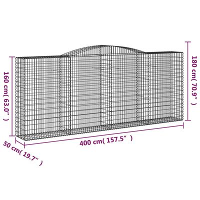 vidaXL Kaarevat kivikorit 9 kpl 400x50x160/180 cm galvanoitu rauta