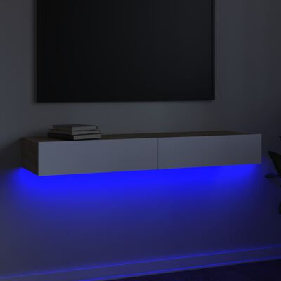 vidaXL TV-taso LED-valoilla valkoinen ja Sonoma-tammi 120x35x15,5 cm