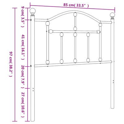 vidaXL Metallinen sängynpääty valkoinen 80 cm