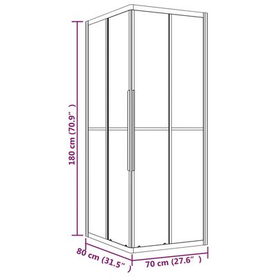 vidaXL Suihkukaappi huurrettu ESG 80x70x180 cm musta