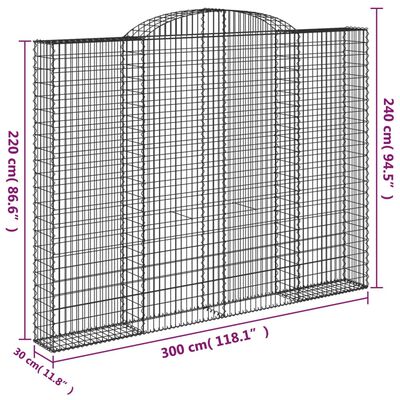 vidaXL Kaarevat kivikorit 5 kpl 300x30x220/240 cm galvanoitu rauta