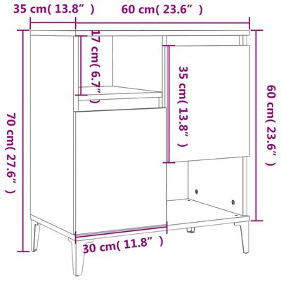 vidaXL Senkit 2 kpl valkoinen 60x35x70 cm tekninen puu