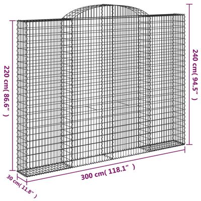 vidaXL Kaarevat kivikorit 4 kpl 300x30x220/240 cm galvanoitu rauta