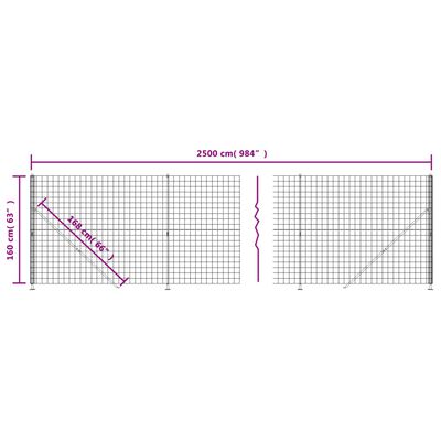 vidaXL Verkkoaita laipalla antrasiitti 1,6x25 m